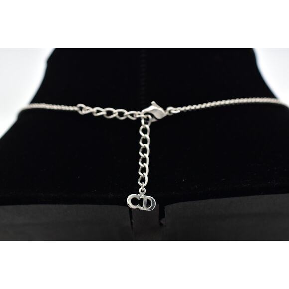Christian Dior Vintage Block Logo Necklace Pendant Charm CD Silver Signed BinBJ - Picture 7 of 12